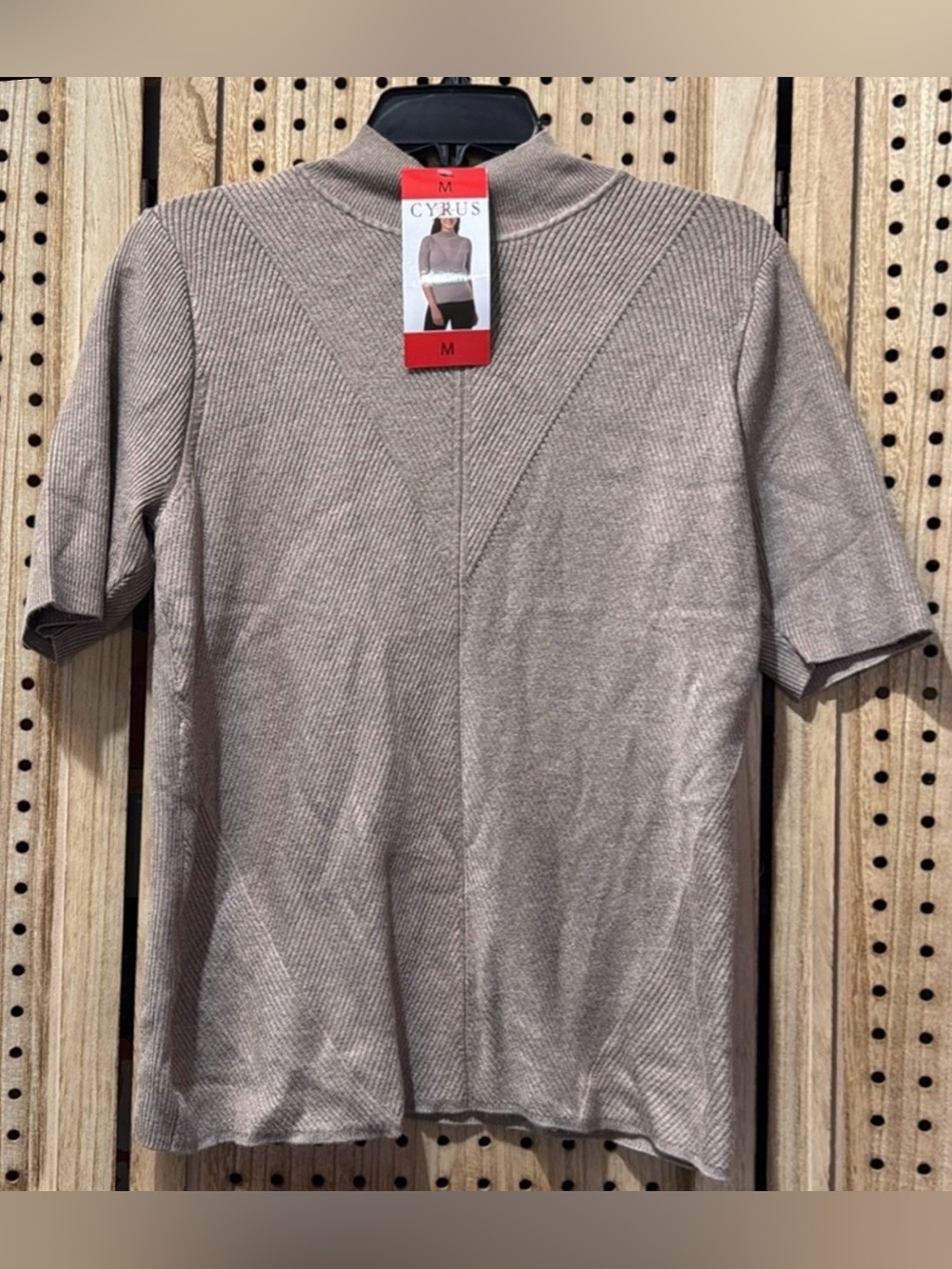 Cyrus Women's Ribbed Mock Neck top- Tan - nwt